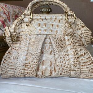 Brahmin Cream Crocodile-Embossed Handbag EUC